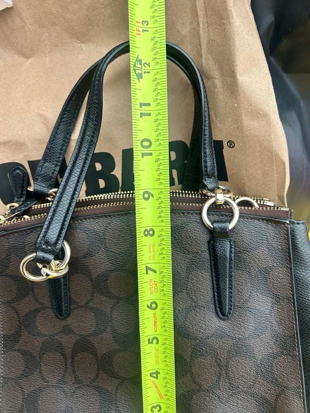 Coach Brown Signature Satchel with Black Trim and Gold Hardware - Picture 7 of 9